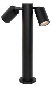 Lampă de exterior cu picior negru 45 cm IP44 reglabilă cu 2 lumini - Duo
