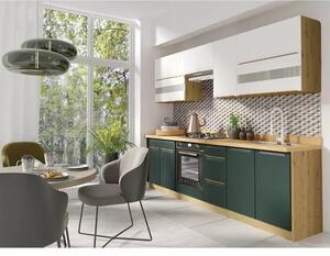 Set bucatarie GLAMOUR C PLUS, carcasa stejar artisan/fronturi verde ma