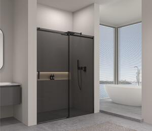 Erga Lynn, usa de dus culisanta in deschidere 90x195 cm, sticla gri 8 mm, profil negru, ERG-V02-LYNN-D090-GR-BK