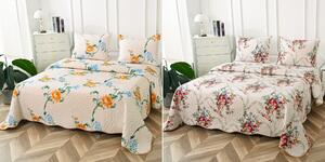 Cuvertura de pat, cu doua fete, matlasata, din bumbac, 3 piese, pat dublu, 230x250cm, cu imprimeu, CV3005