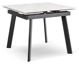 Stół LARES Ceramiczny Rozkładany 90-150 cm Biały Marmur/Czarny
