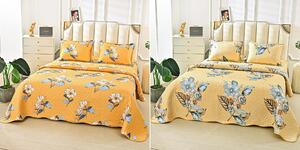 Cuvertura de pat, cu doua fete, matlasata, din bumbac, 3 piese, pat dublu, 230x250cm, cu imprimeu, CV3014