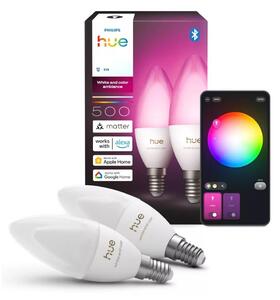 Set de 2 becuri LED RGBW dimabile Philips Hue WACA B39 E14/3,7W/230V 1000-20000K