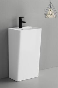 Lavoar stativ, freestanding, alb lucios, ceramica sanitara, 46 x 36 x 84 cm, gaura baterie P3201