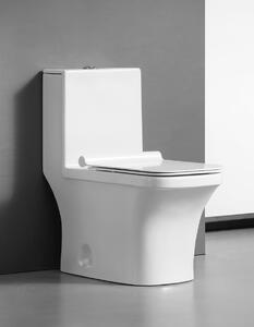 Set vas wc cu capac slim, montare pe podea, rimless, evacuare laterala, alb 68 x 36 x 74 cm T2071