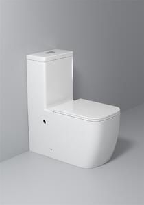Set vas wc cu capac slim, montare pe podea, rimless, evacuare laterala, alb 64 x 36 x 80 cm T2214