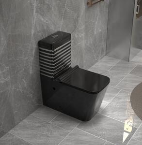 Set vas wc cu capac slim, montare pe podea, rimless, evacuare laterala, negru gri 64 x 36 x 80 cm T2079BS