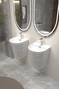 Lavoar suspendat, alb gri lucios, ceramica sanitara, 40 x 40 x 45 cm, gaura baterie P126WS
