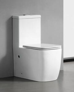 Set vas wc cu capac slim, montare pe podea, rimless, evacuare laterala, alb 68 x 37 x 80 cm T2075