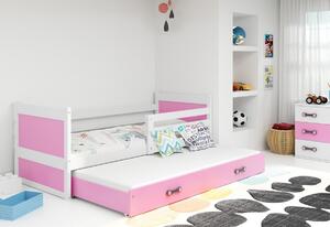 Pat pentru copii FIONA P2 + saltea + somieră GRATIS, 90x200 cm, alb, roz