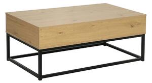 Masuta cafea LIVINA, stejar/negru, DTD laminat/metal, 100x55x40 cm