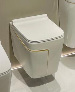 Vas wc suspendat si capac, rimless, ceramica sanitara, alb auriu 52x 36x 36 T3130WG