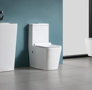 Set vas wc cu capac slim, montare pe podea, rimless, evacuare laterala, alb 640x360x800 T2073