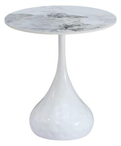 Masuta cafea EBREL, alb cu efect de marmura/alb, ceramica/otel, 50x57