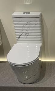 Set vas wc cu capac slim, montare pe podea, rimless, evacuare laterala, alb gri 68 x 37 x 80 cm T2126UG