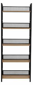 Etajera KELER TIP 2, negru/stejar, metal/DTD laminat, 60x28x154 cm