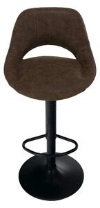 Scaun bar LORASA NEW, maro/negru, piele intoarsa/metal, 45x45x82/102 c