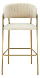 Scaun bar DASMIN TIP 2, bej/auriu, stofa catilfelata/metal, 54x54x109
