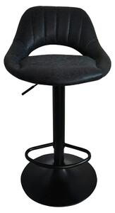 Scaun bar LORASA NEW, negru, piele intoarsa/metal, 45x45x82/102 cm