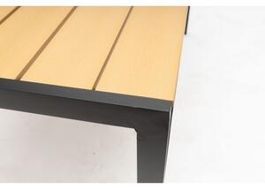 Set terasa Teslin, aluminiu, compozit, textilena, masa si 6 scaune, negru / natur