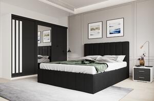 Set dormitor Prado Negru cu dulap Paris Alb/Gri