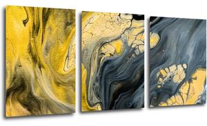 Impresi Tablou Yellow grey abstract2 - 150 x 70 cm (3-piese)