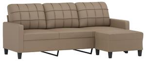 Canapea cu 3 locuri / taburet cappuccino 180 cm piele ecologică