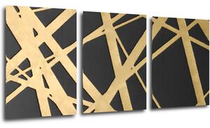 Impresi Tablou Abstract golden lines - 150 x 70 cm (3-piese)