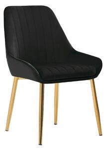 Scaun PERLIA, negru/auriu, stofa catifelata/metal, 56x62x89 cm