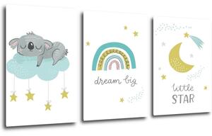 Impresi Obraz Dream big koala - 60 x 30 cm (3-piese)