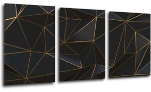 Impresi Tablou Golden triangles abstract - 150 x 70 cm (3-piese)