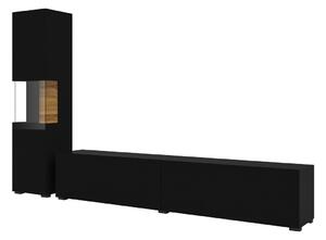 Camera de zi Austin AR105Wotan stejar, Negru, Părți separate, Cu comodă tv, Cu componente suplimentare, Sticlă călită, PAL laminat, 140x30cm