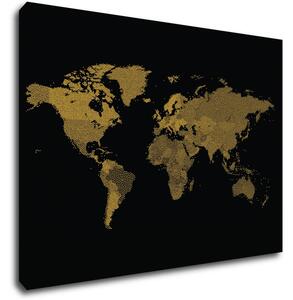 Impresi Tablou World map golden black - 70 x 50 cm