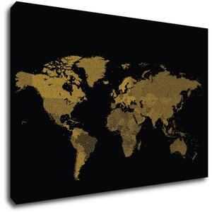 Impresi Tablou World map golden black - 90 x 60 cm