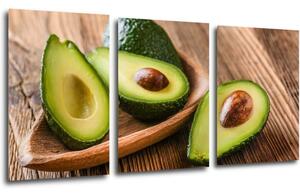 Impresi Tablou Avocados on wood - 120 x 60 cm (3-piese)