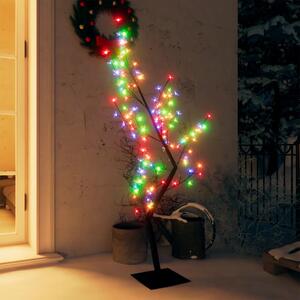 Pom Crăciun, 128 LED-uri lumină colorată, flori de cireș, 120cm