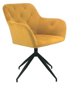 Scaun VELEZA NEW, galben mustar/negru, stofa catifelata/metal, 66x66x8