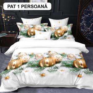 Lenjerie de pat 1 persoana, bumbac finet, 4 piese, 2 fete, Craciun SPS22