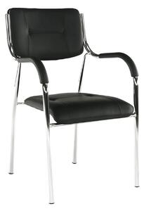 Scaun ILHAM, negru/crom, piele ecologica/metal, 52x55x85 cm