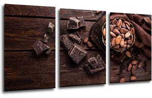 Impresi Tablou Chocolate on wood - 120 x 60 cm (3-piese)