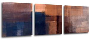 Impresi Tablou Orange blue beige abstrakt - 90 x 30 cm (3-piese)