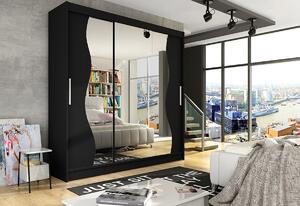 Dulap dormitor cu uşi glisante LUKAS S cu oglindă, 250x215x58, ciocolată