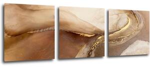 Impresi Tablou Golden Beige Fluid - 90 x 30 cm (3-piese)
