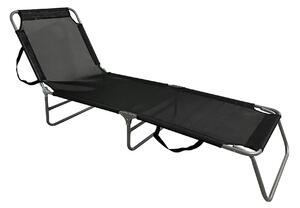 Sezlong gradina KELEO, negru/gri, plasa/otel, 58x182x79 cm