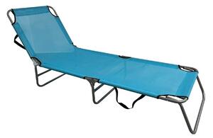 Sezlong gradina KELEO, gri/albastru deschis, plasa/otel, 58x182x79 cm