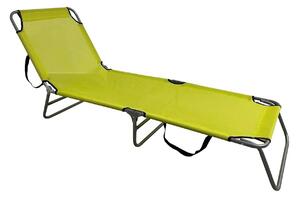 Sezlong gradina KELEO, gri/verde, plasa/otel, 58x182x79 cm
