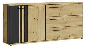 Comoda MOLTO ML13, stejar artisan/negru, PAL, 180x37x86 cm