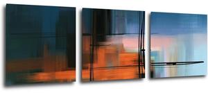 Impresi Tablou Abstract design blue - 90 x 30 cm (3-piese)