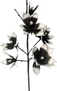 Floare decorativa creanga magnolie,sapte flori alb-negru,foam ,H100cm