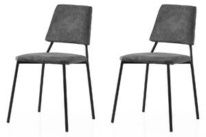 Set 2 scaune LIMA 4554 V2, gri antracit/negru, stofa catifelata/metal